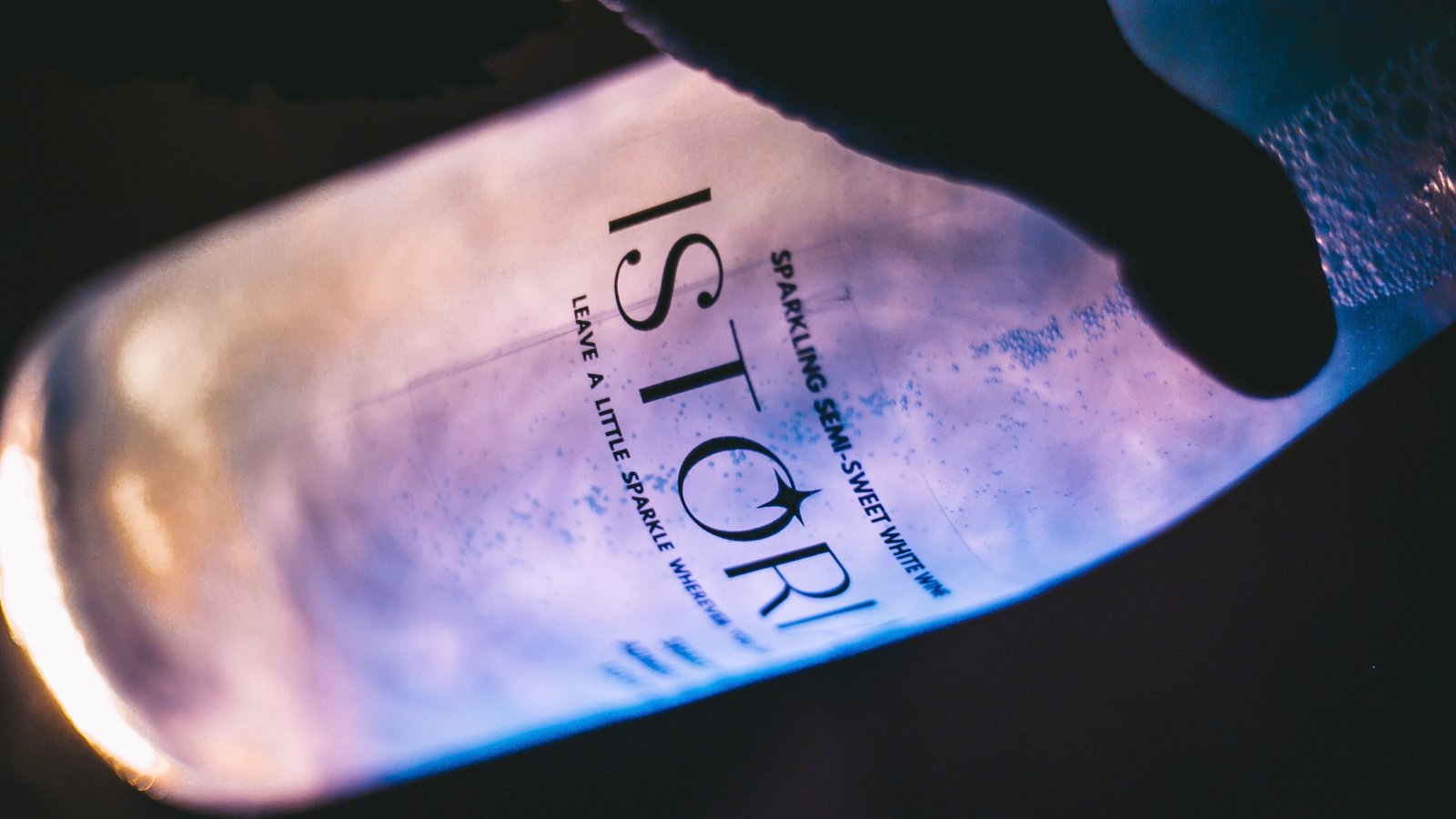 Istoria sparkling wine glowing in the dark