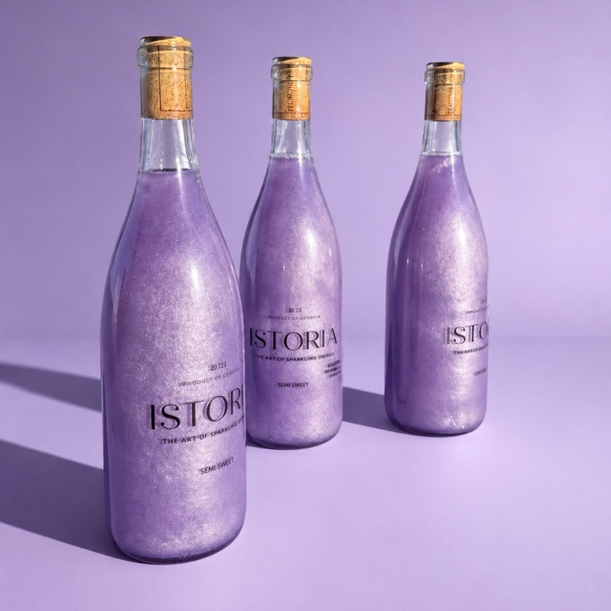 Three lavender Istoria bottles