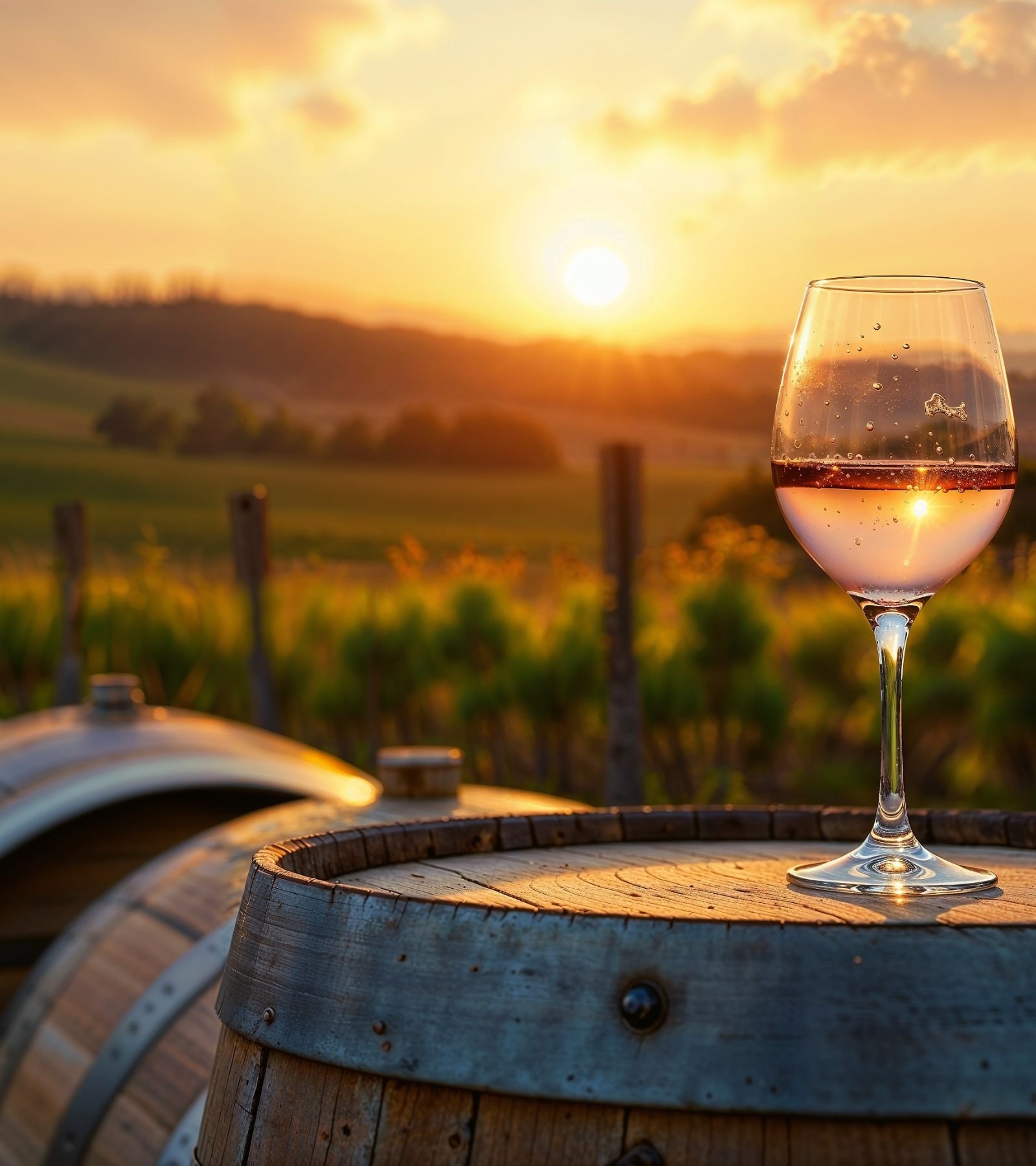 Georgian vineyard at golden hour